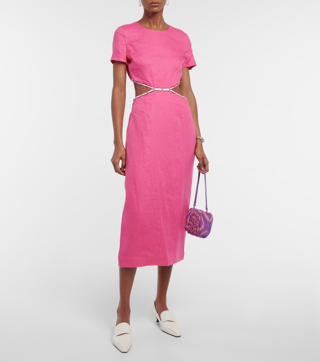 Matteo cutout linen midi dress | Staud
