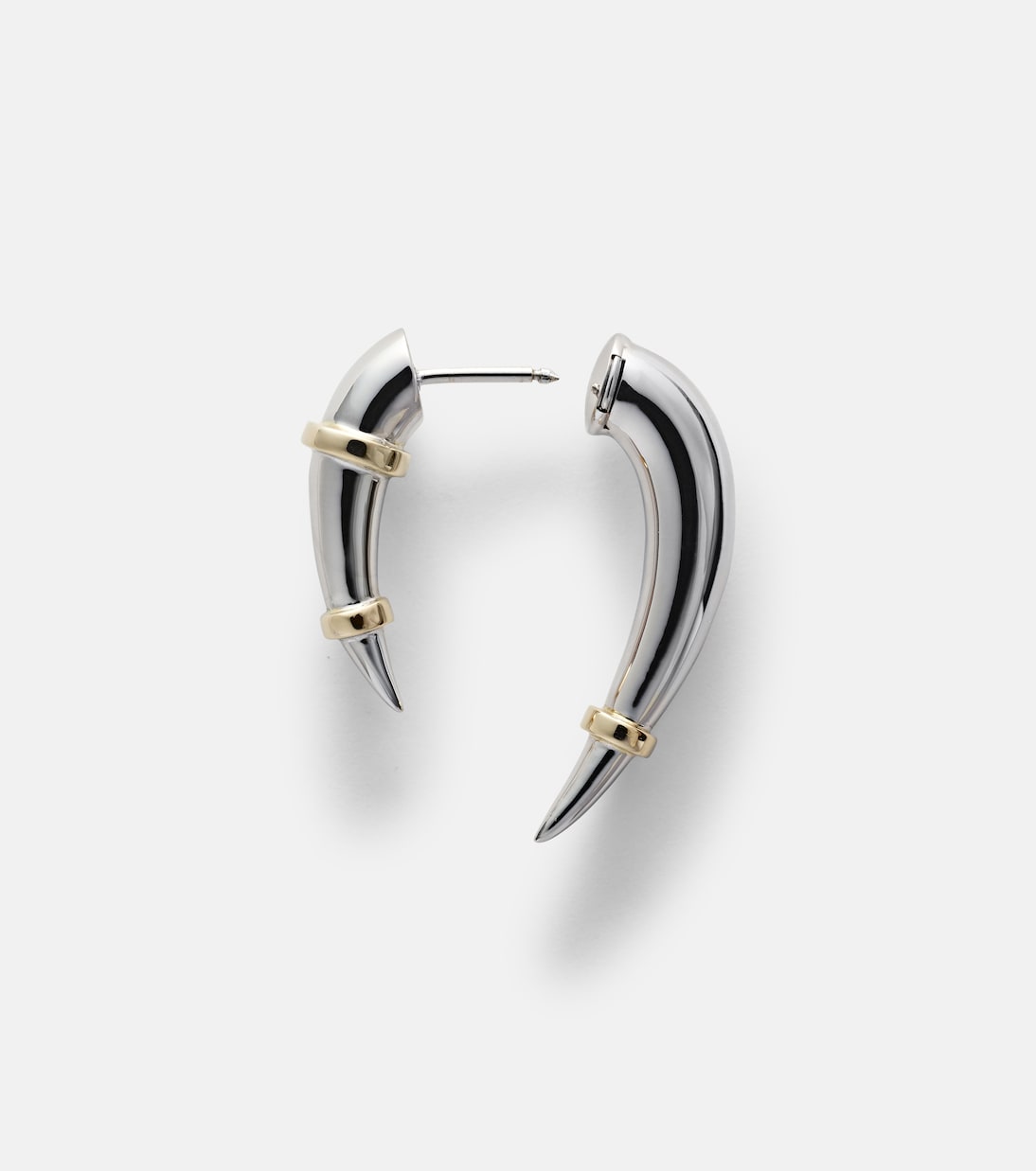 Orecchino unico in oro bianco 14kt con design RAINBOW K per stili giovanili