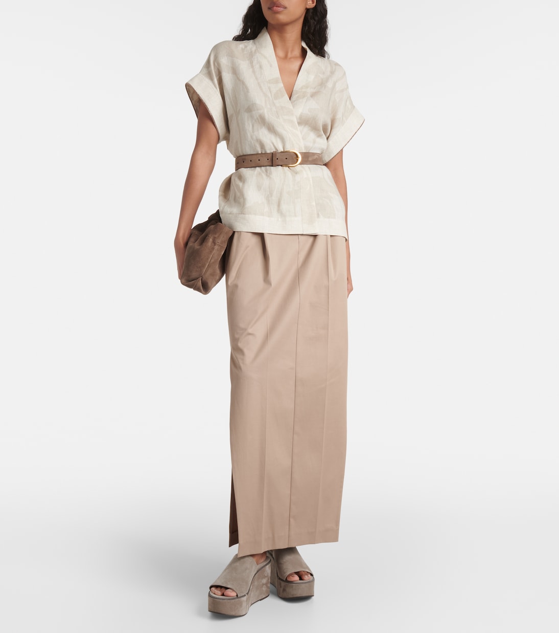 Sandalias con plataforma de ante | Brunello Cucinelli
