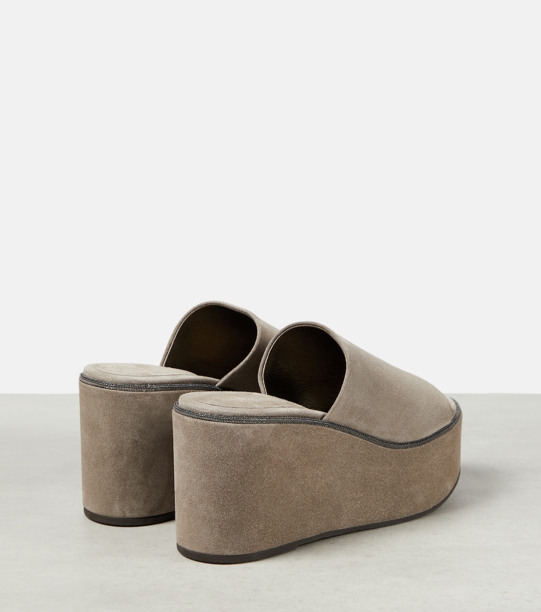 Sandalias con plataforma de ante | Brunello Cucinelli