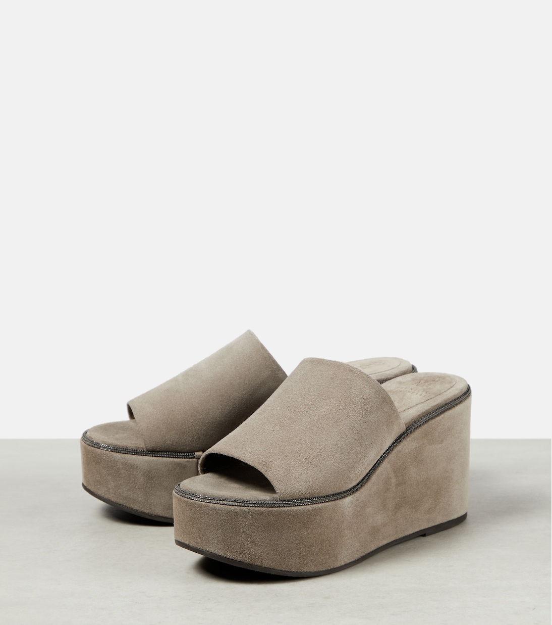 Sandalias con plataforma de ante | Brunello Cucinelli
