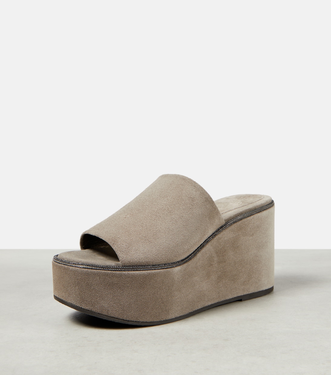 Sandalias con plataforma de ante | Brunello Cucinelli
