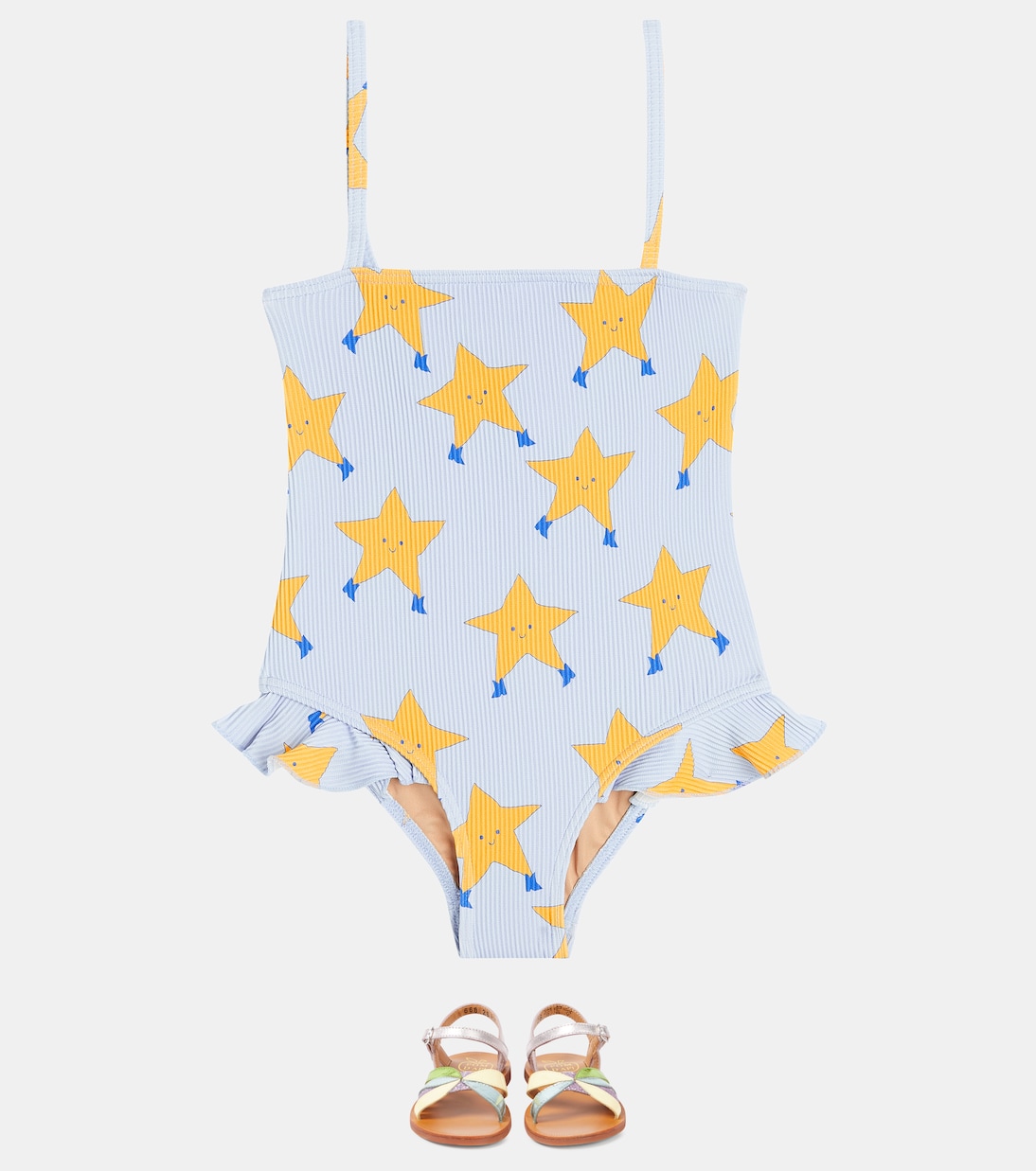 Dancing Stars ribbed-knit swimsuit | Tinycottons