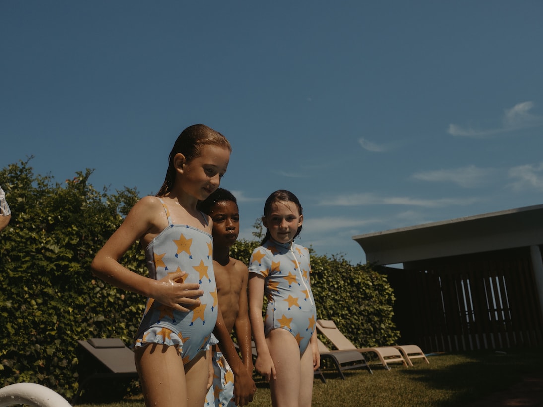 Dancing Stars ribbed-knit swimsuit | Tinycottons