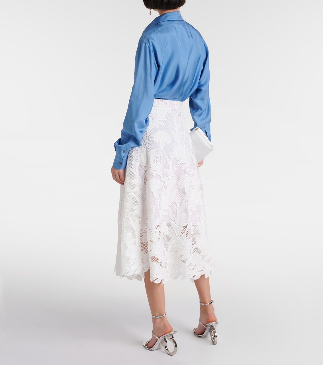 Falda midi de encaje de guipur | Oscar de la Renta