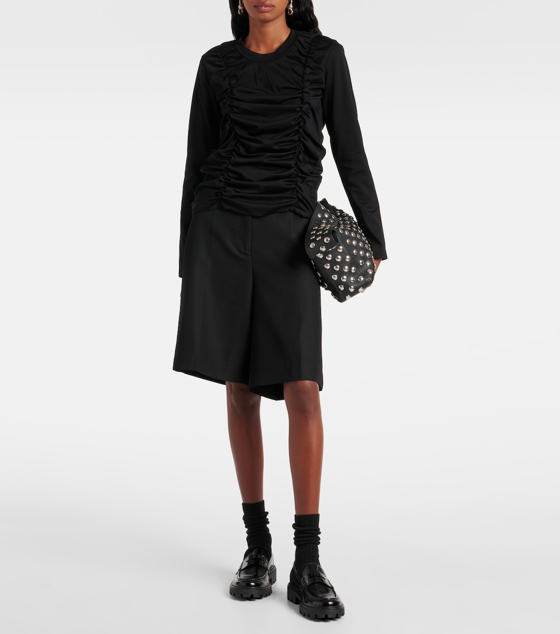 Top in cotone con volant | Noir Kei Ninomiya