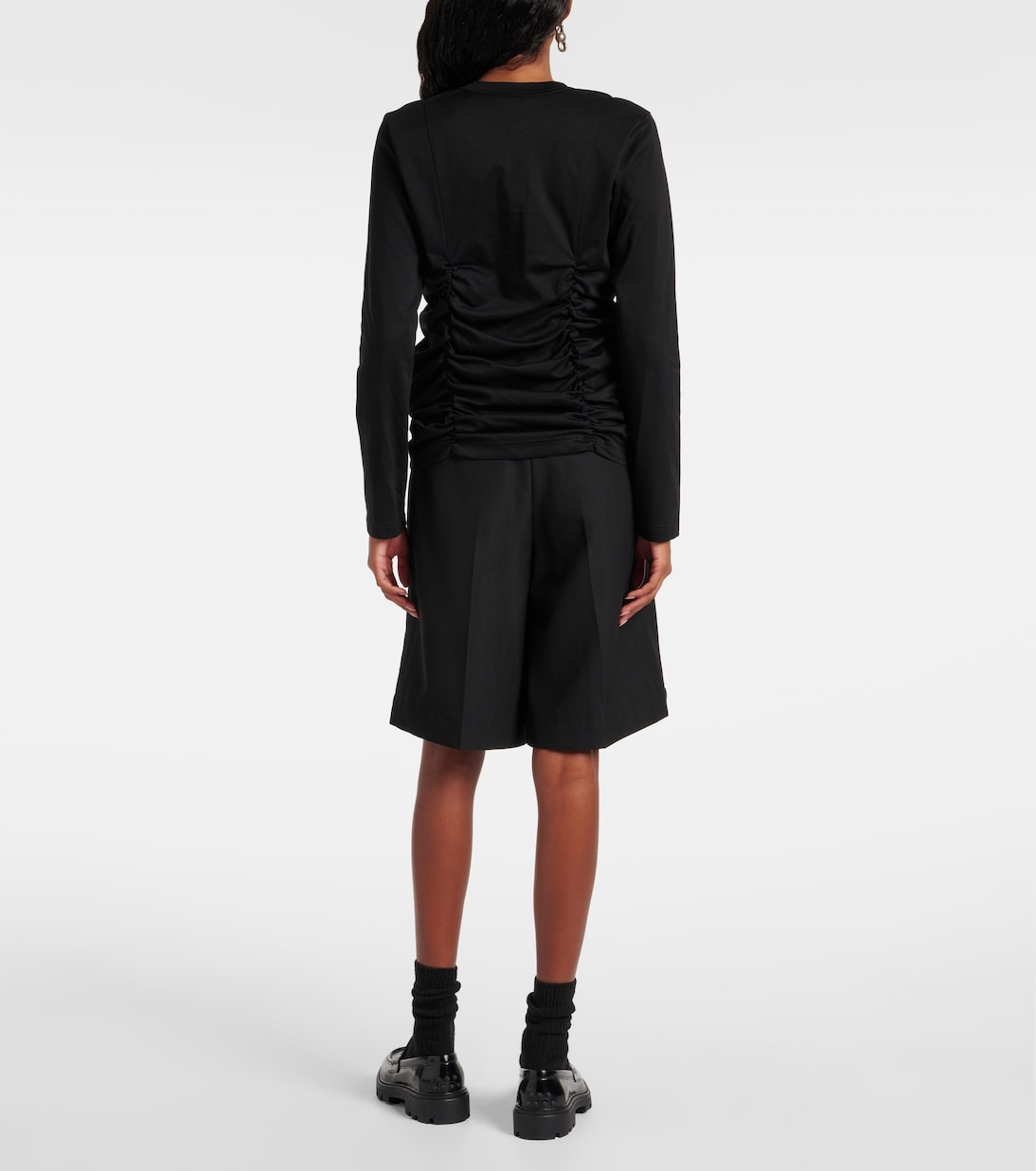 Top in cotone con volant | Noir Kei Ninomiya