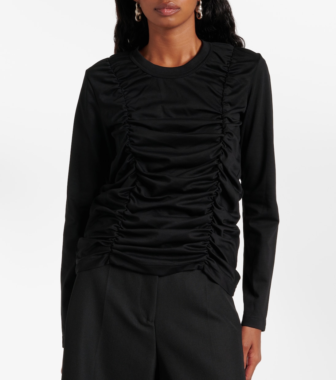 Top in cotone con volant | Noir Kei Ninomiya