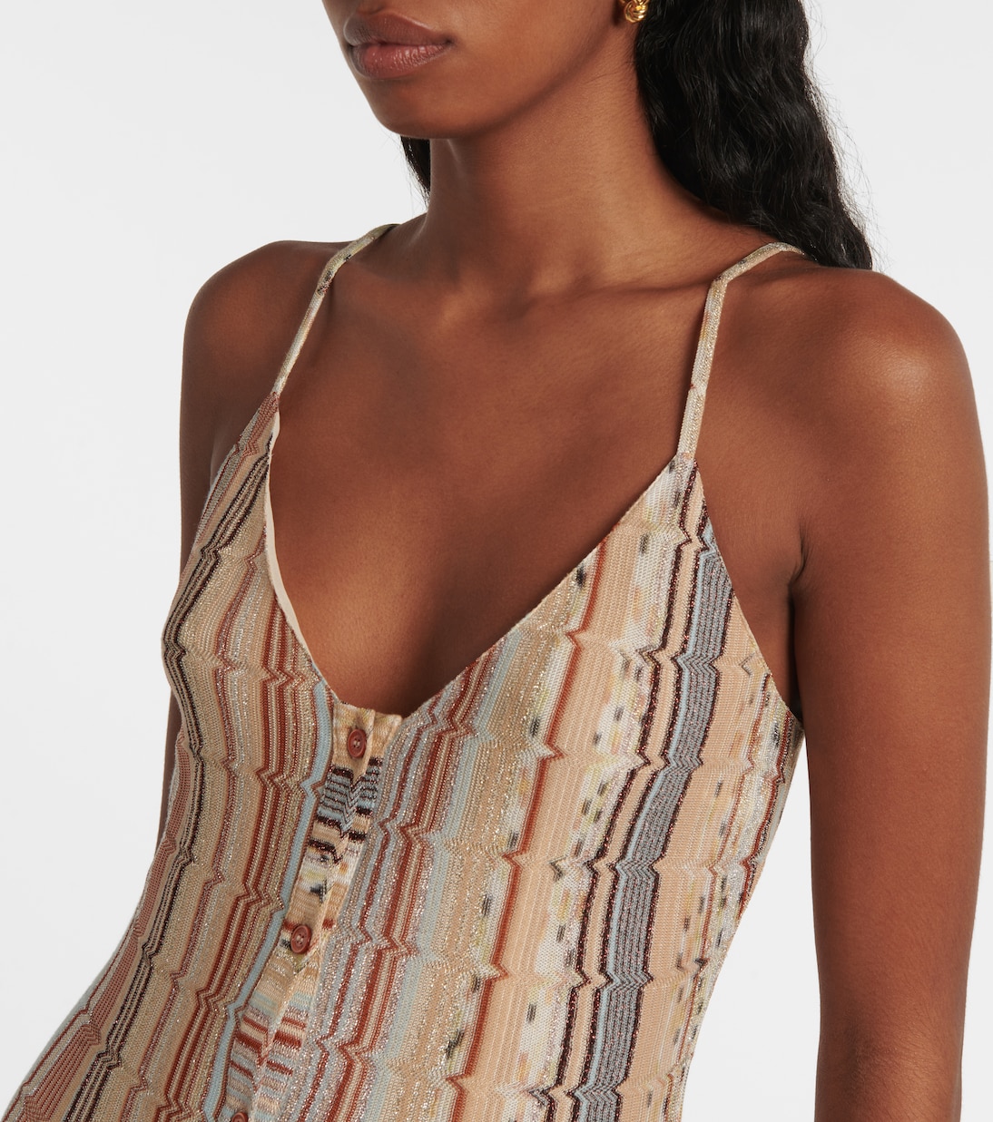 Vestido largo de lamé a rayas | Missoni