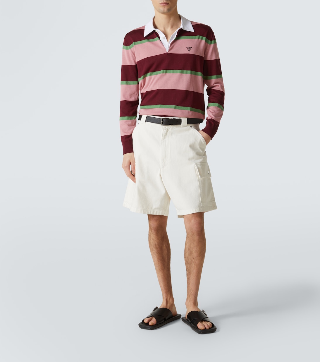 Polo in seta e cotone a righe | Prada