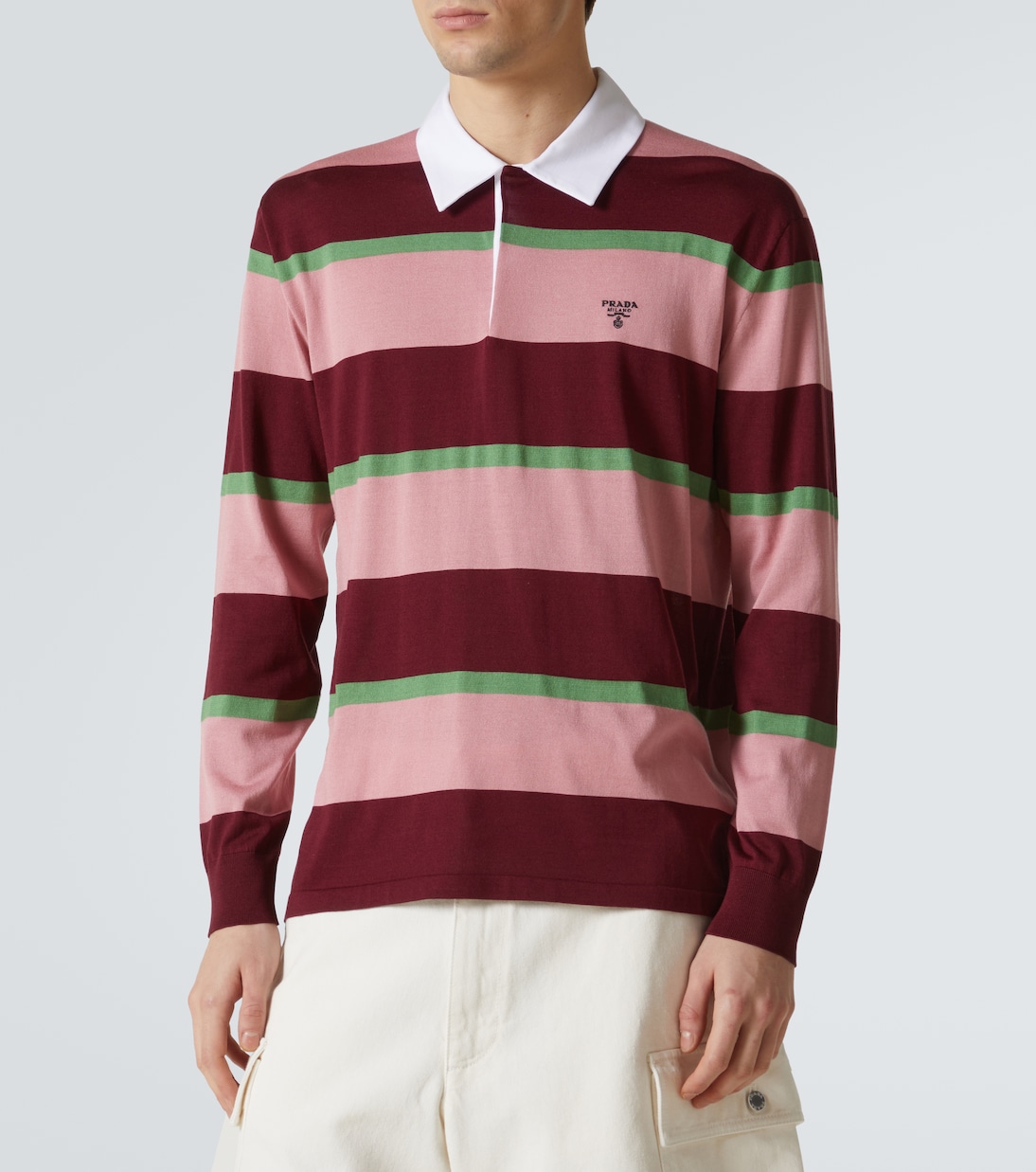 Polo in seta e cotone a righe | Prada