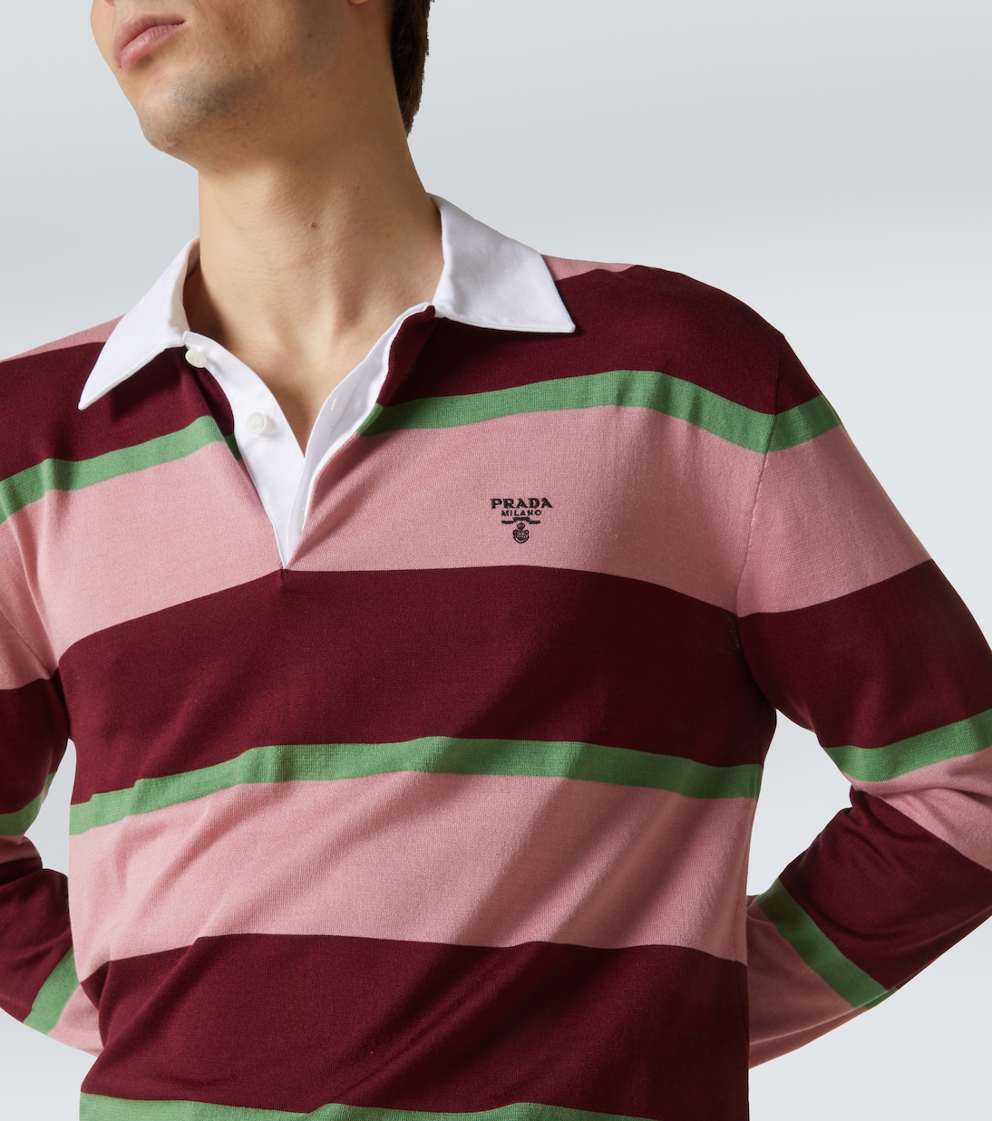 Polo in seta e cotone a righe | Prada