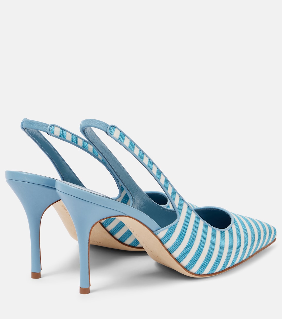 Scarpette a Tacco Alto Allurafia 90 con Cinturino a Righe di Manolo Blahnik, Stile Giovanile ed Elegante