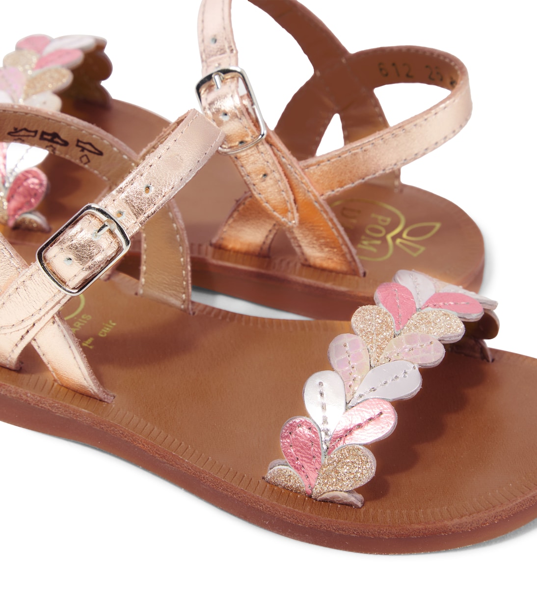 Plagette Ferns metallic leather sandals | Pom d'Api