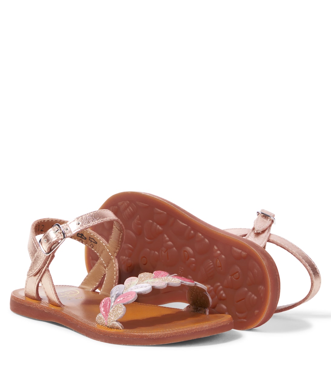 Plagette Ferns metallic leather sandals | Pom d'Api