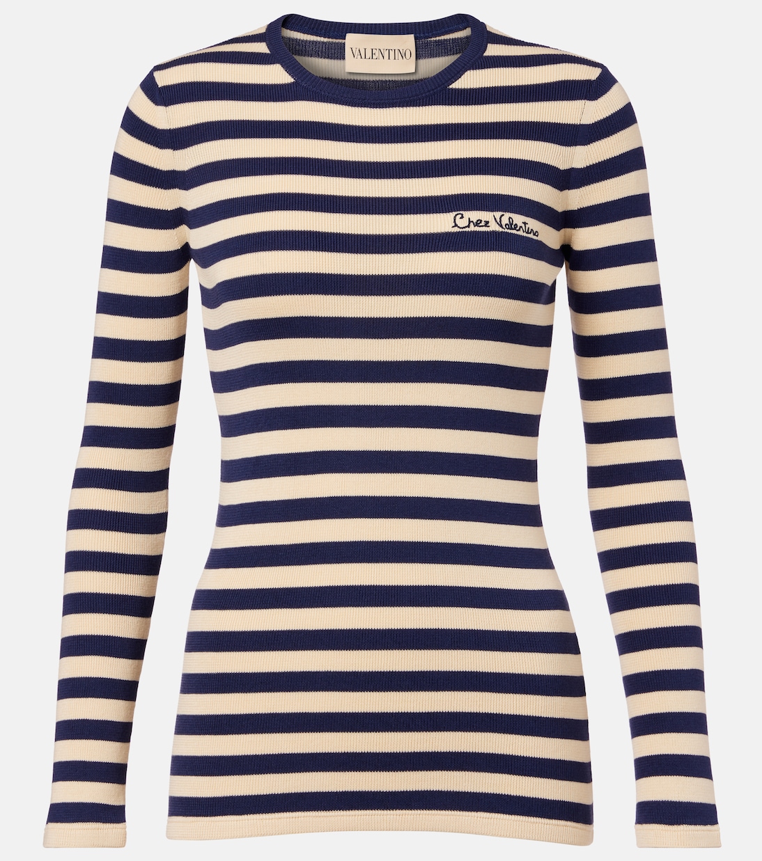 Pullover in cotone a coste a righe | Valentino