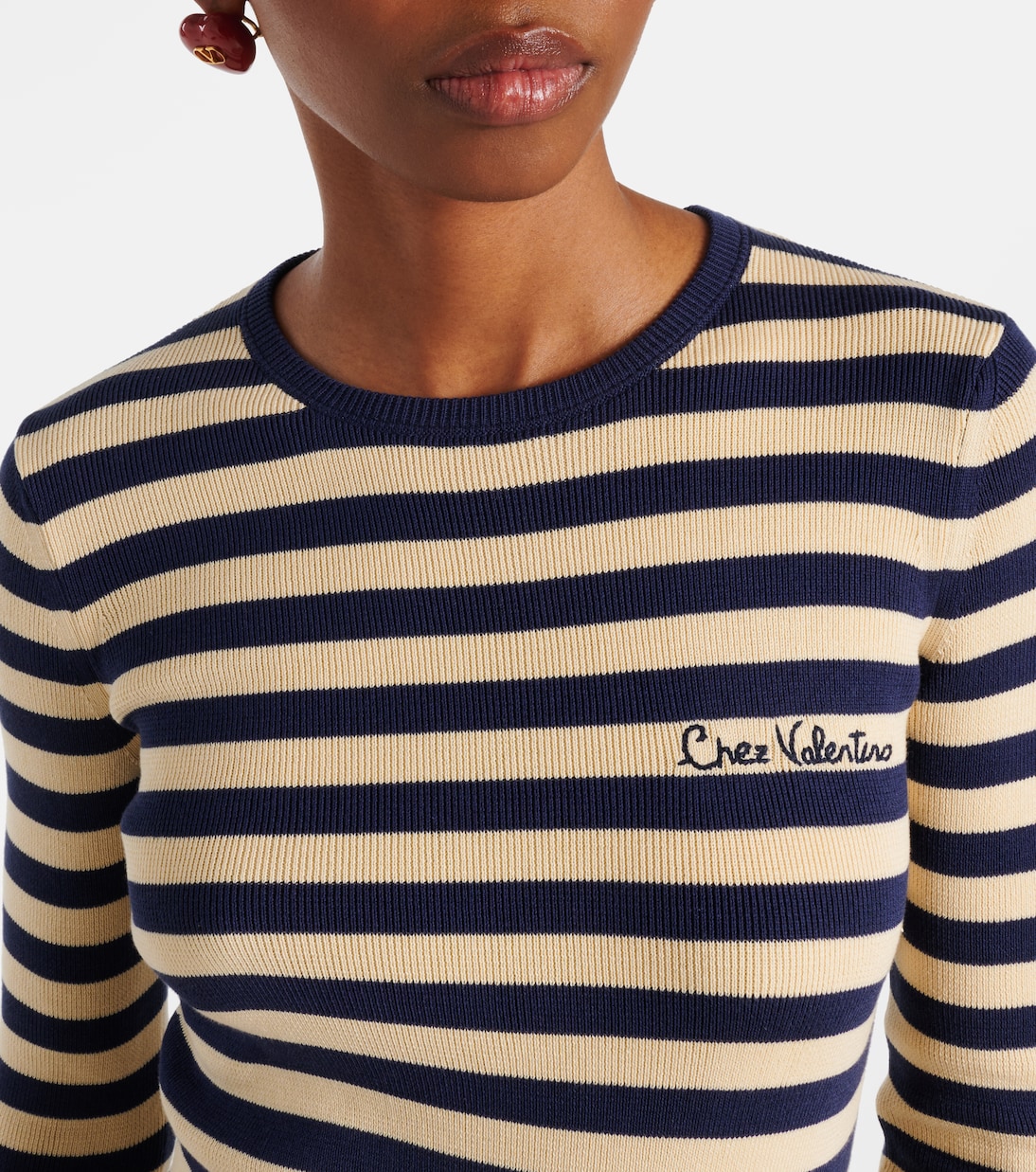 Pullover in cotone a coste a righe | Valentino