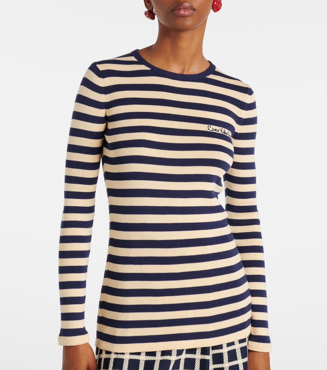 Pullover in cotone a coste a righe | Valentino