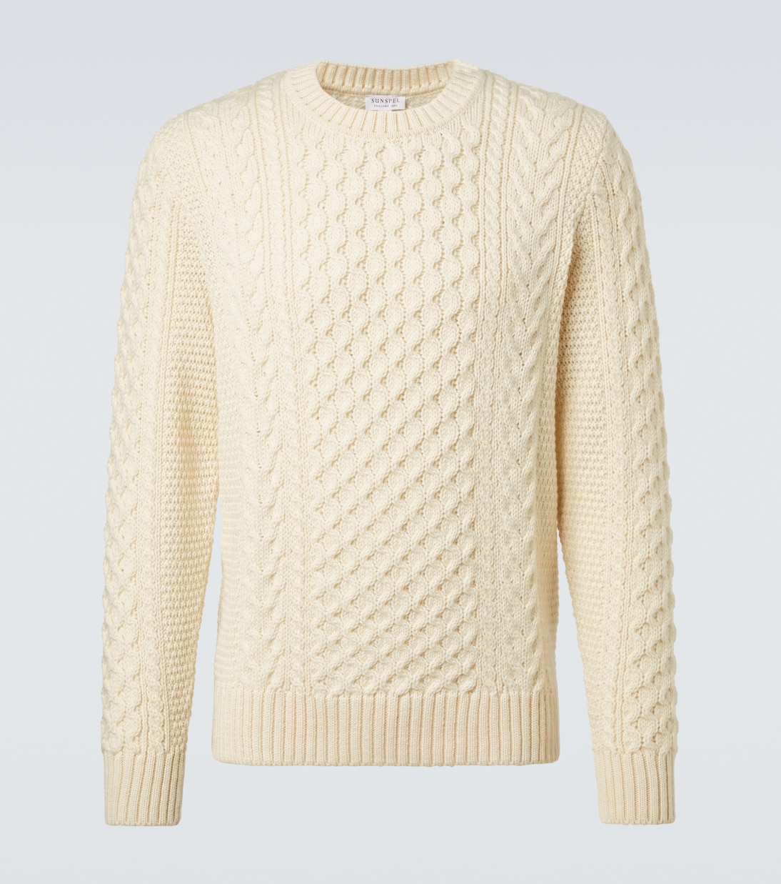 Cable-knit wool sweater | Sunspel
