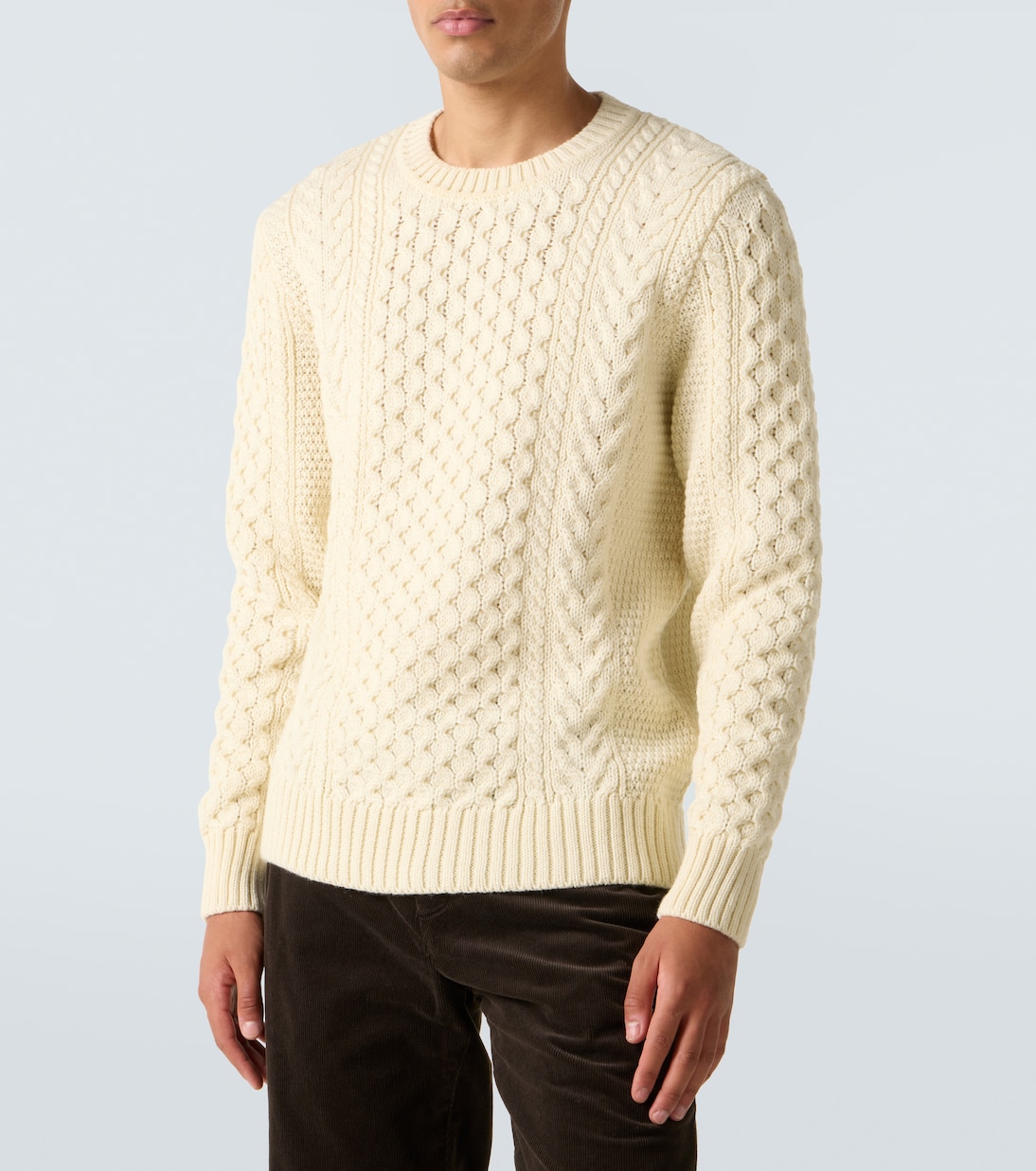 Cable-knit wool sweater | Sunspel