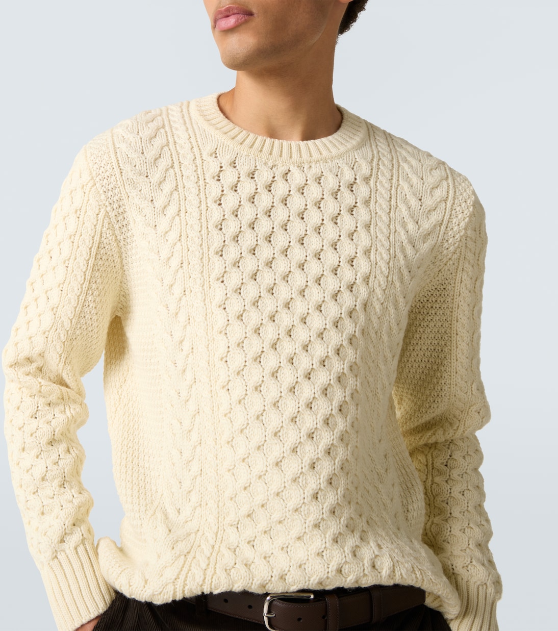 Cable-knit wool sweater | Sunspel