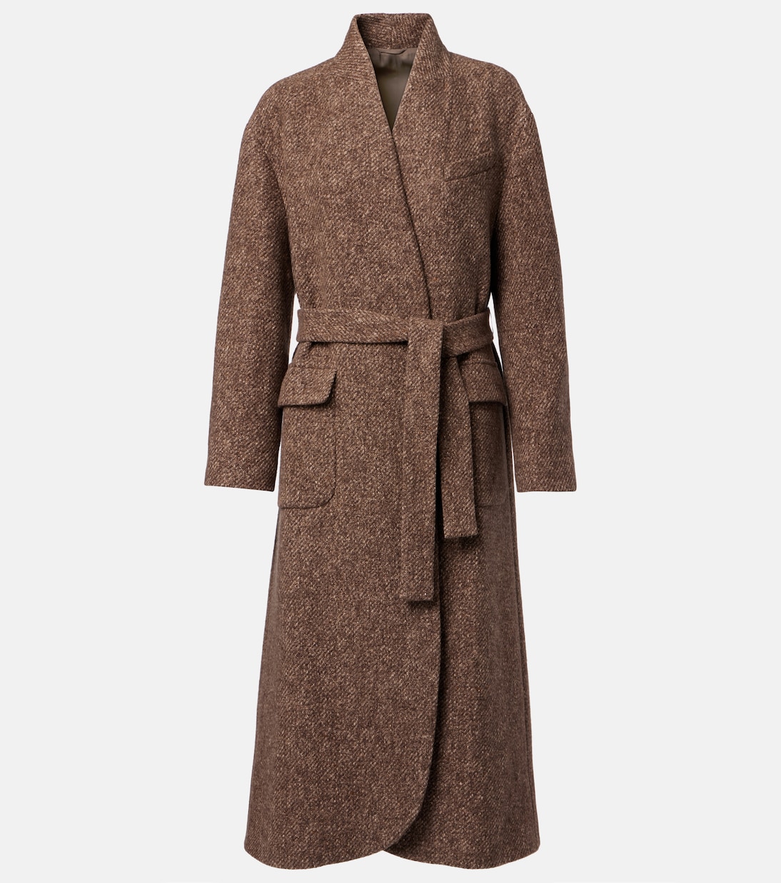 Belted wool and cashmere overcoat | Brunello Cucinelli