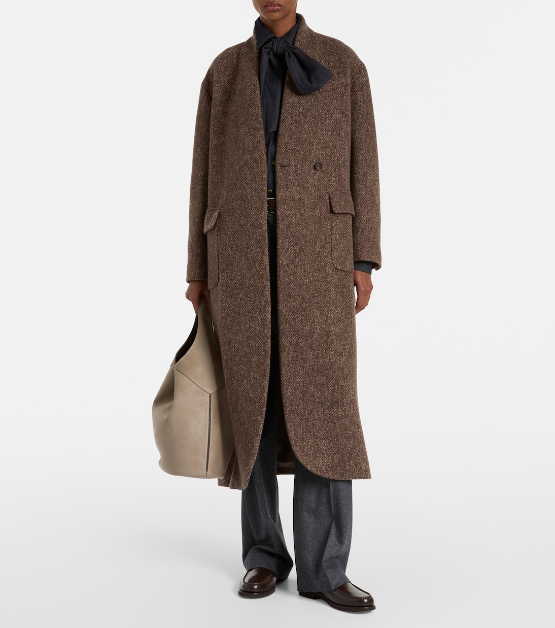 Belted wool and cashmere overcoat | Brunello Cucinelli