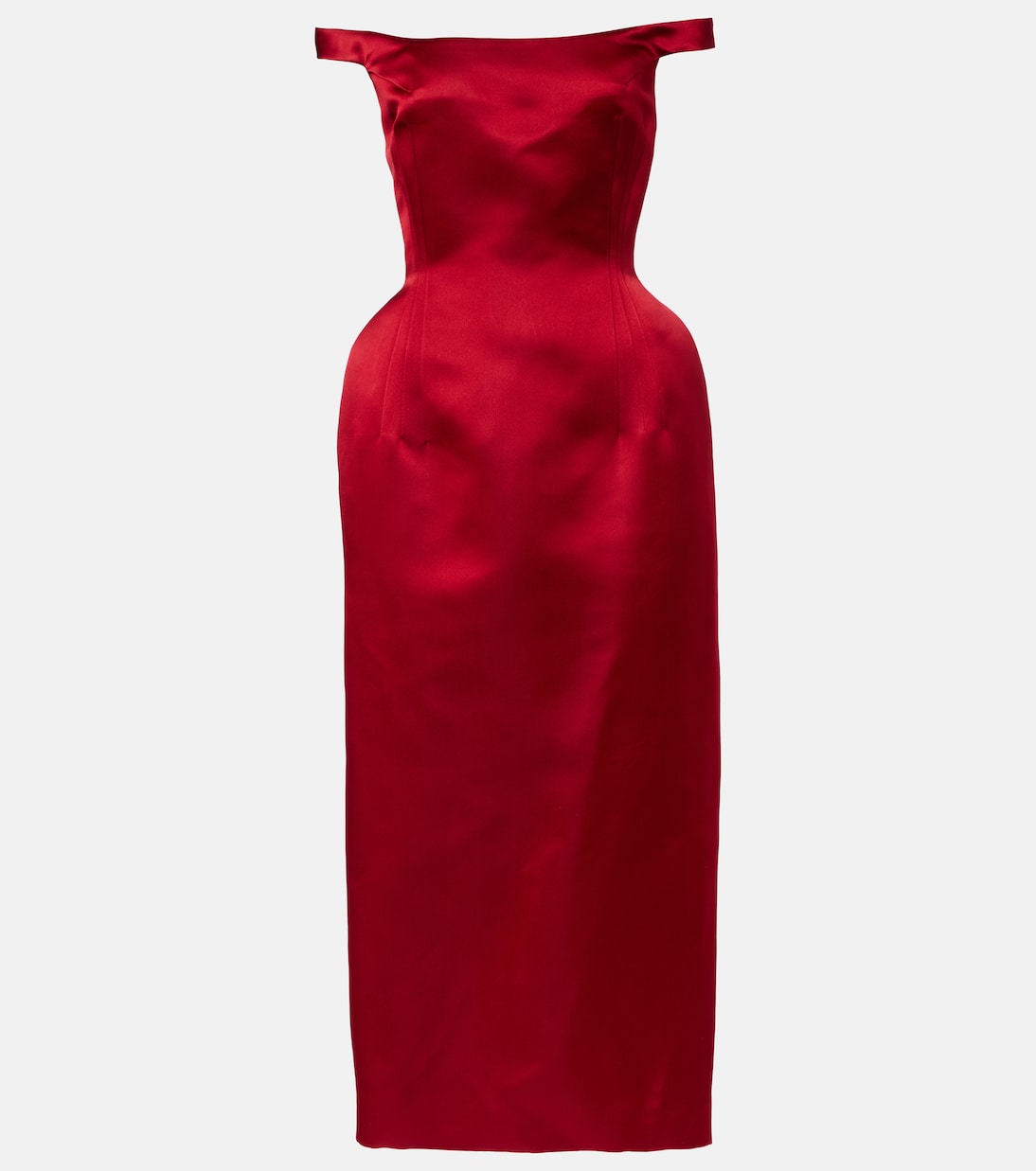 Off-shoulder silk satin midi dress | Magda Butrym