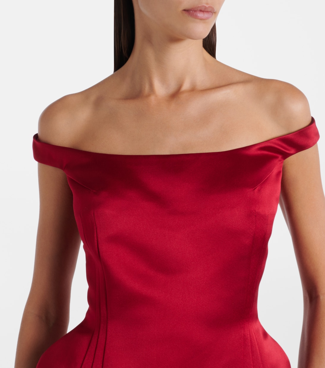 Off-shoulder silk satin midi dress | Magda Butrym
