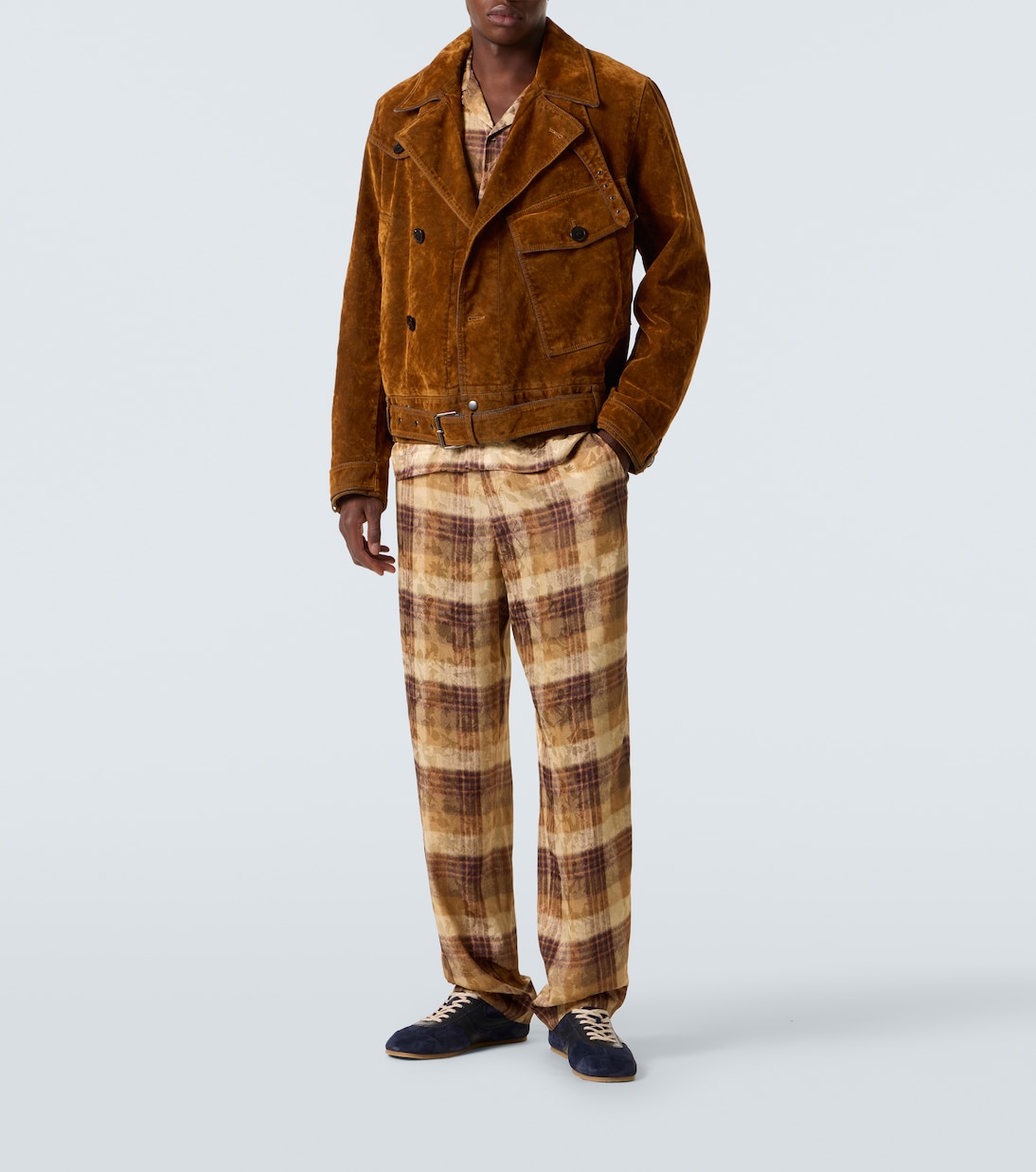 Pantalon droit en jacquard à carreaux | Dries Van Noten