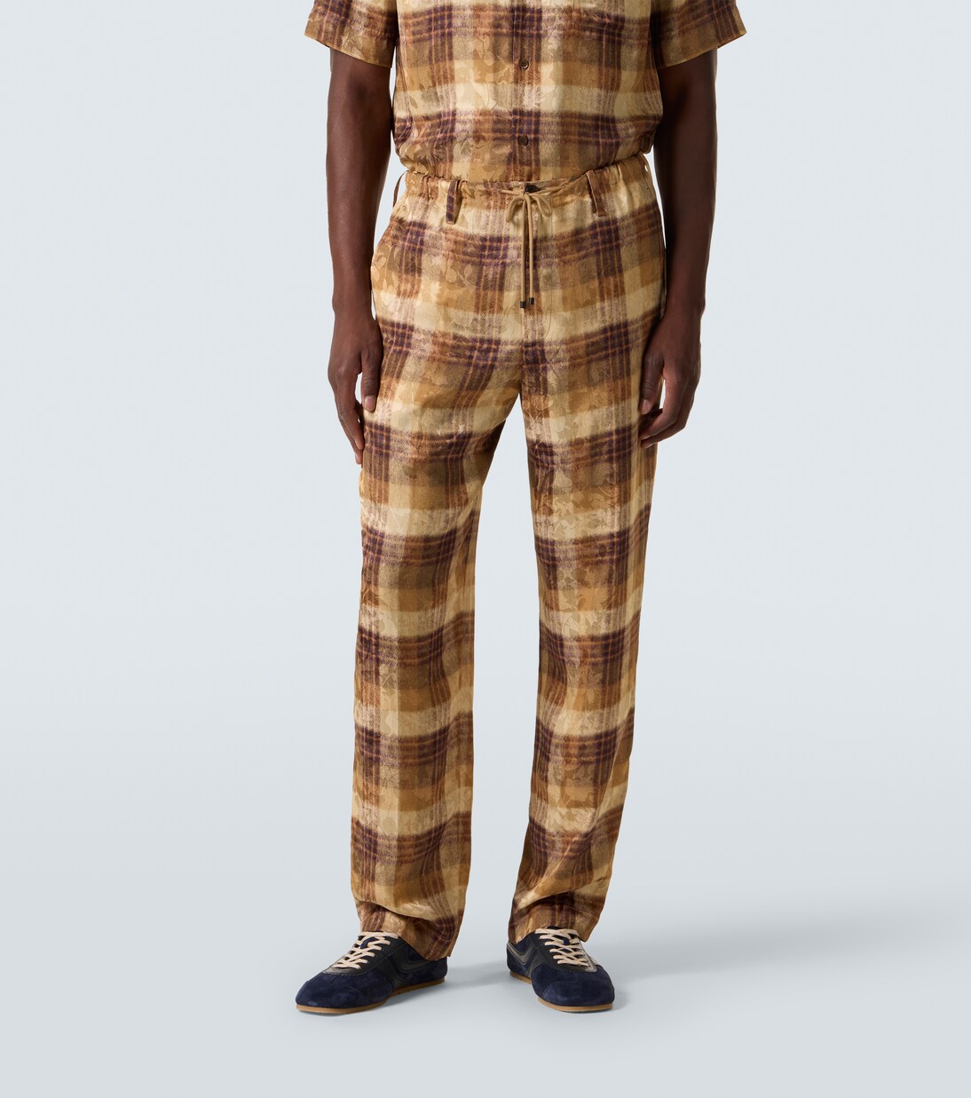 Pantalon droit en jacquard à carreaux | Dries Van Noten