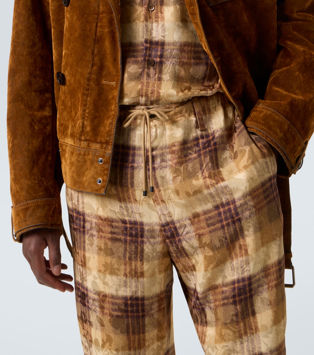 Pantalon droit en jacquard à carreaux | Dries Van Noten