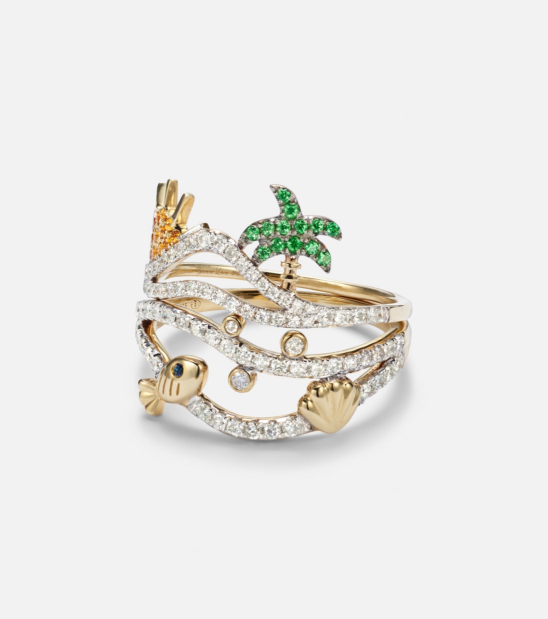 La Plage And Sous L’Eau set of 2 9kt gold rings with gemstones | Yvonne Léon