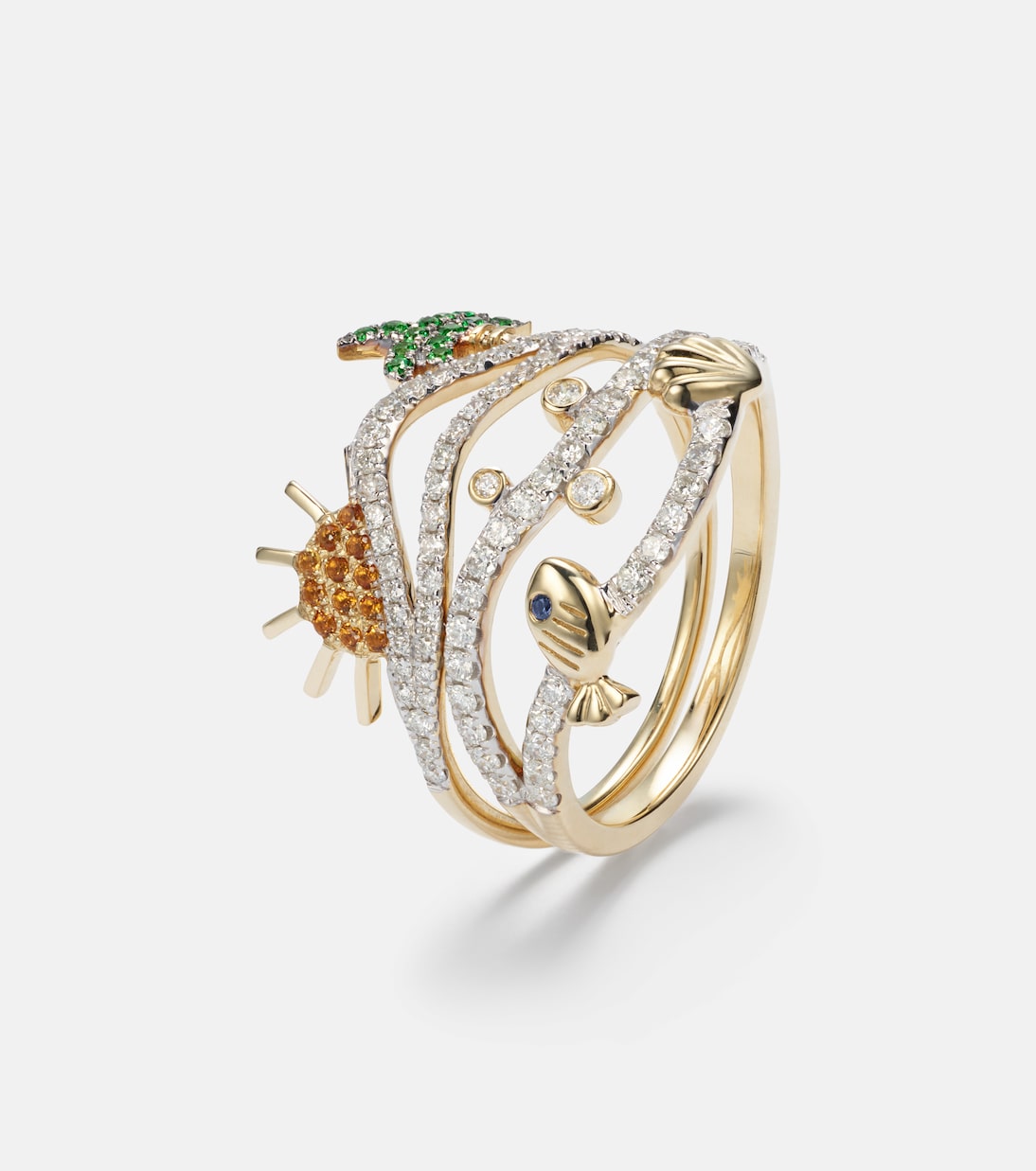 La Plage And Sous L’Eau set of 2 9kt gold rings with gemstones | Yvonne Léon