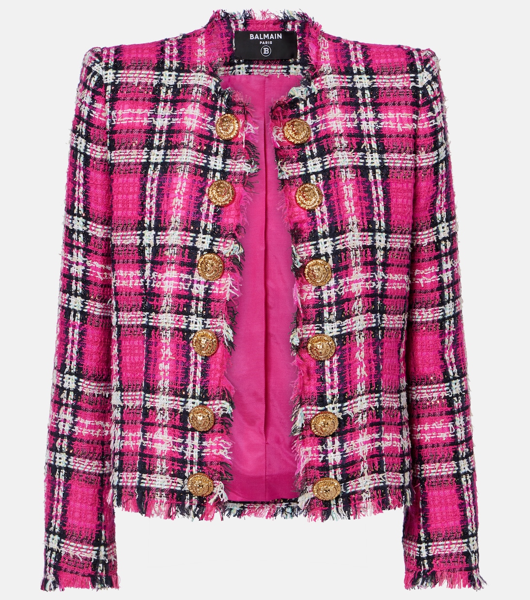 Checked cotton and wool-blend tweed jacket | Balmain