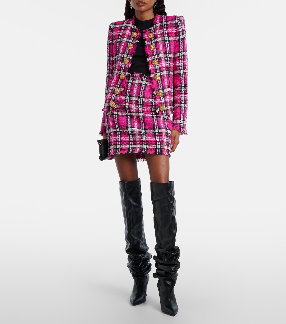 Checked cotton and wool-blend tweed jacket | Balmain