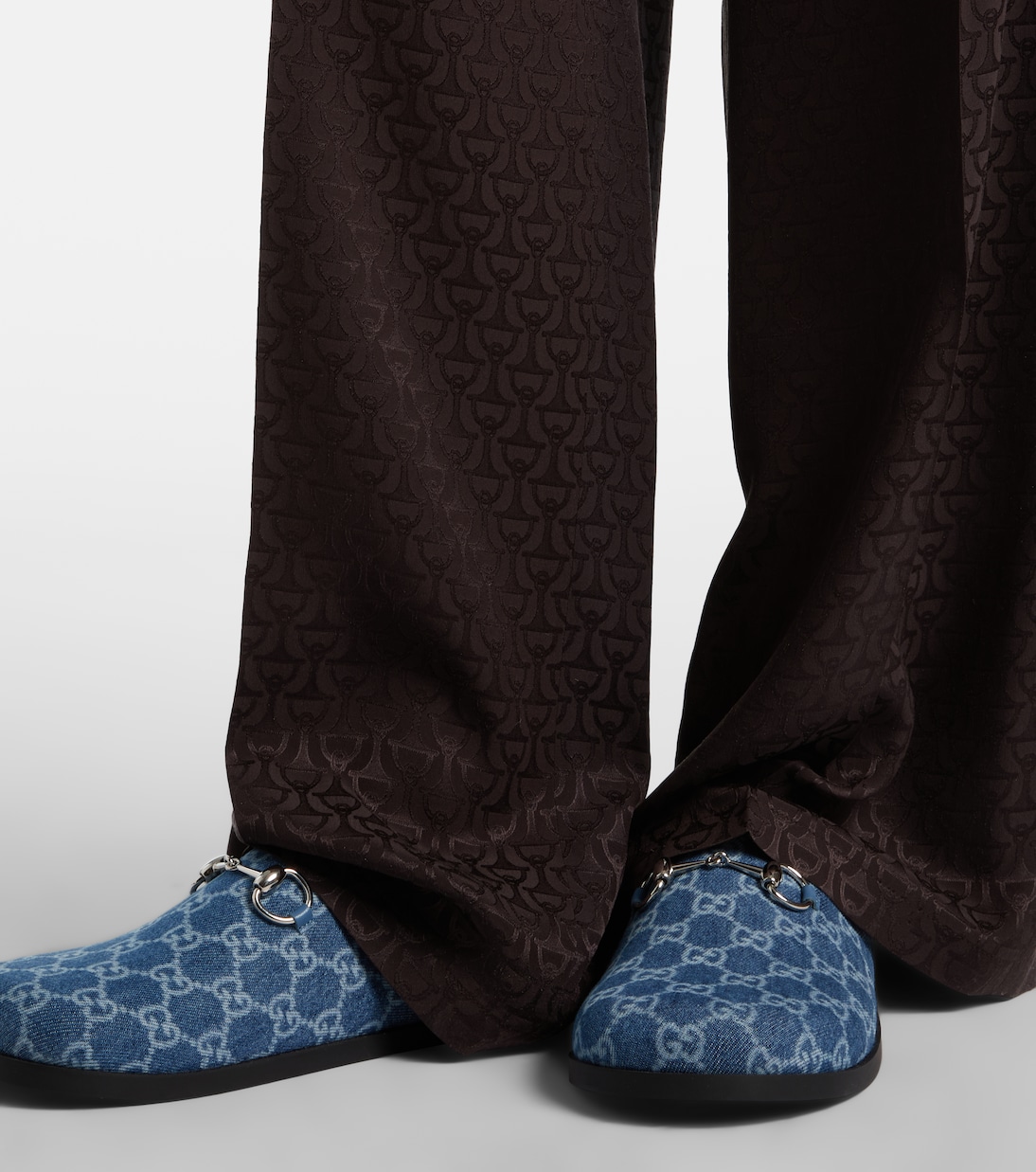 Horsebit GG denim mules | Gucci