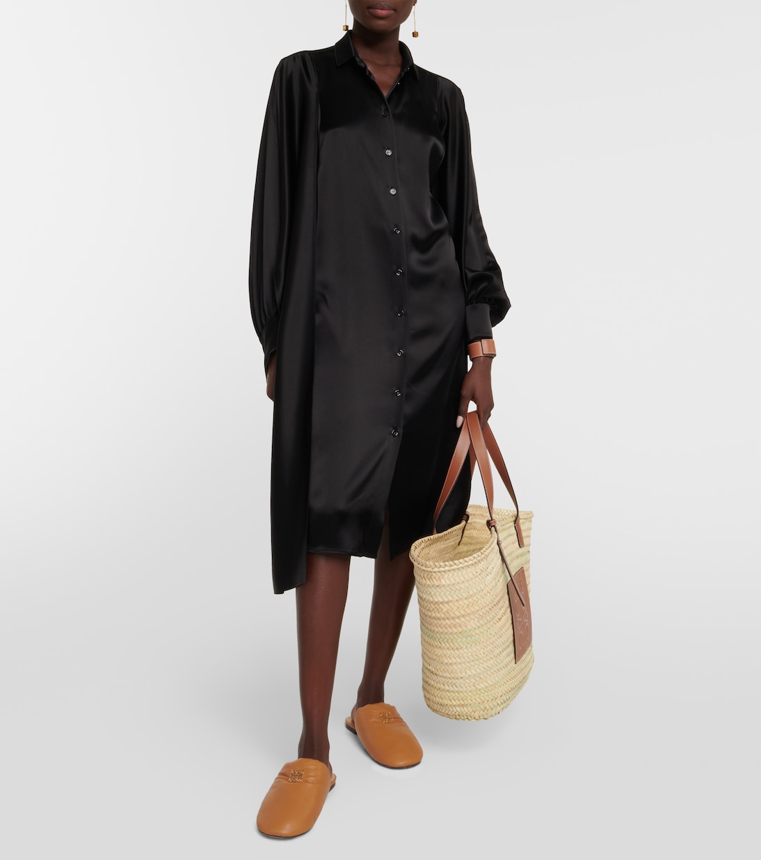 Shopper Large in foglie di palma e pelle | Loewe