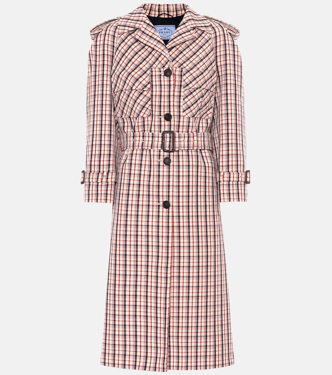 Checked virgin wool coat | Prada
