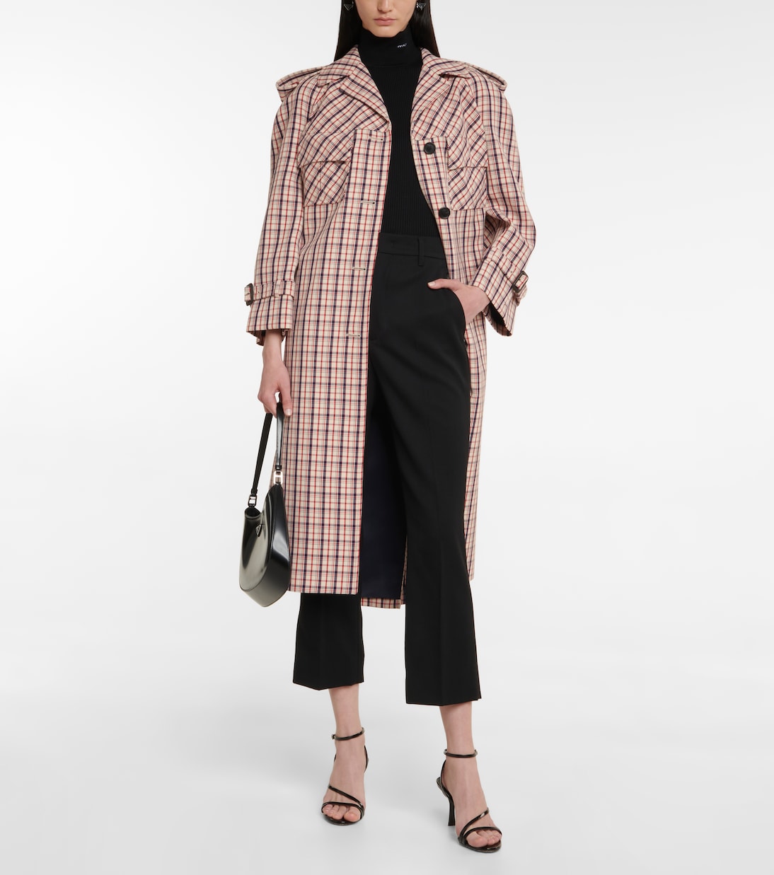 Checked virgin wool coat | Prada