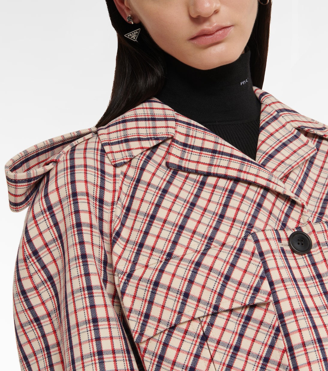 Checked virgin wool coat | Prada