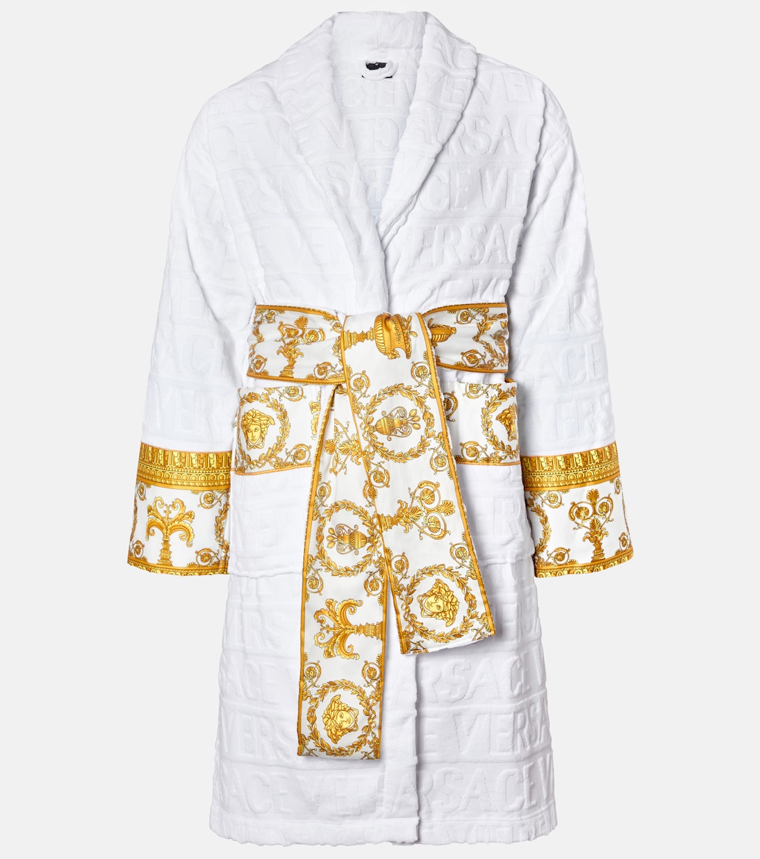Baroque cotton bathrobe in white Versace Home Mytheresa