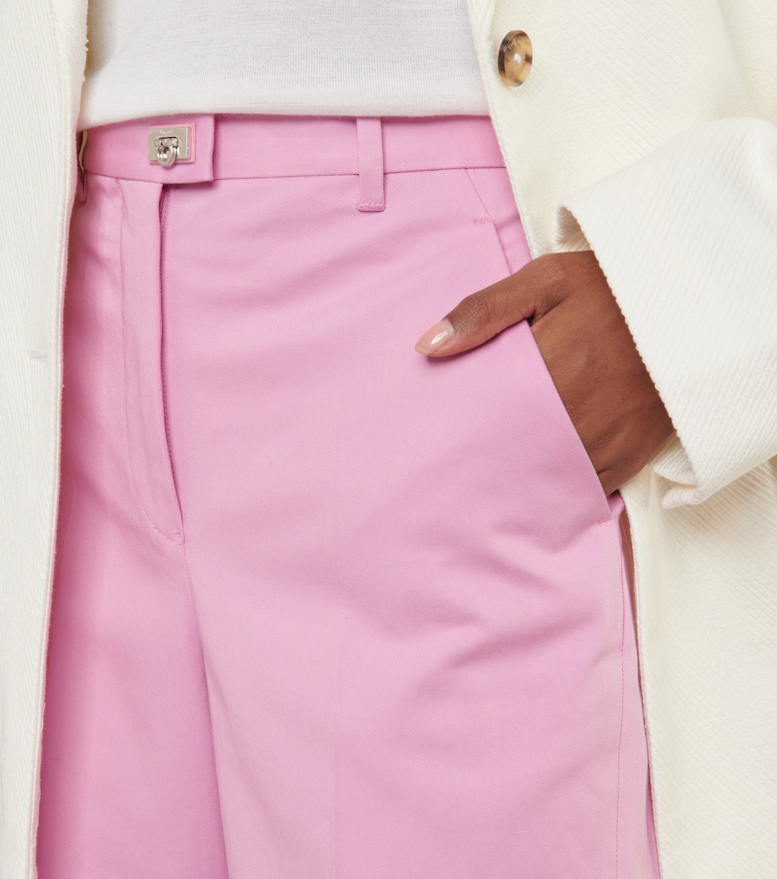 Pantalon slim à taille mi-haute en coton | Ferragamo