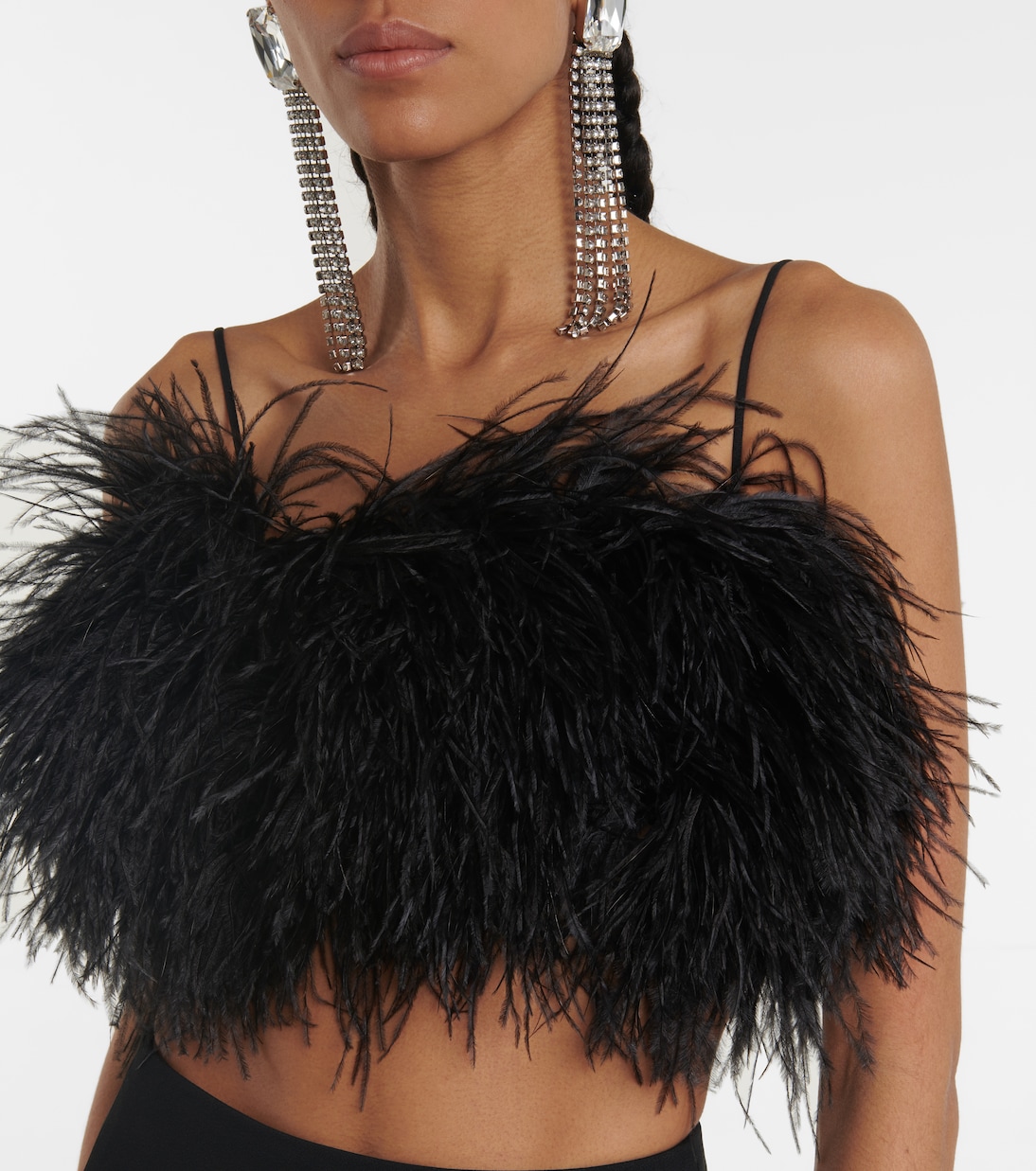 Feather-embellished crop top | David Koma