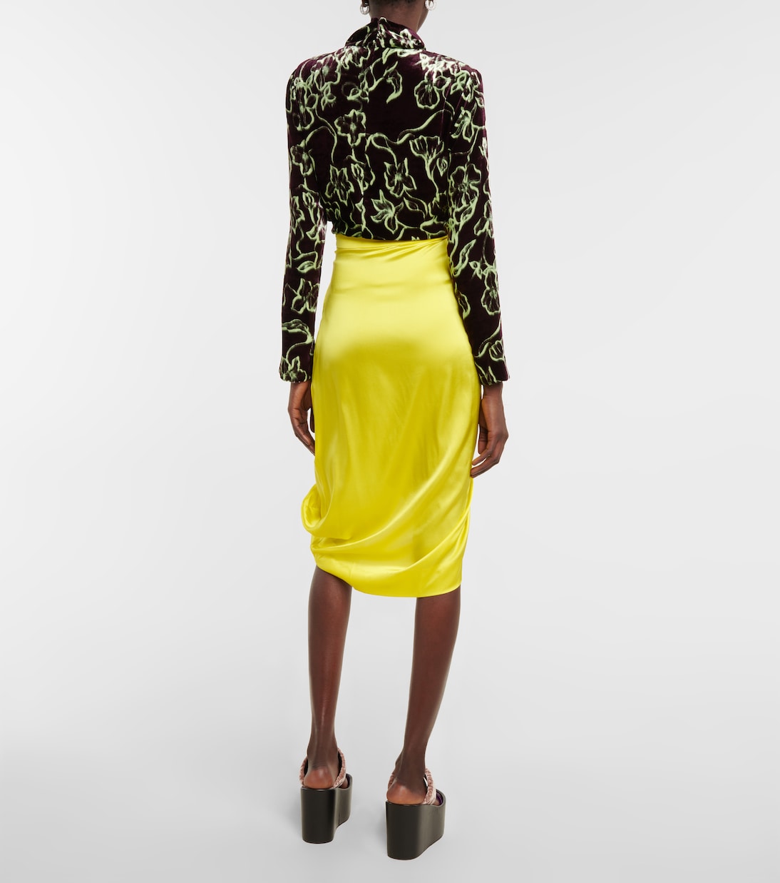 Jupe midi en soie mélangée | Dries Van Noten