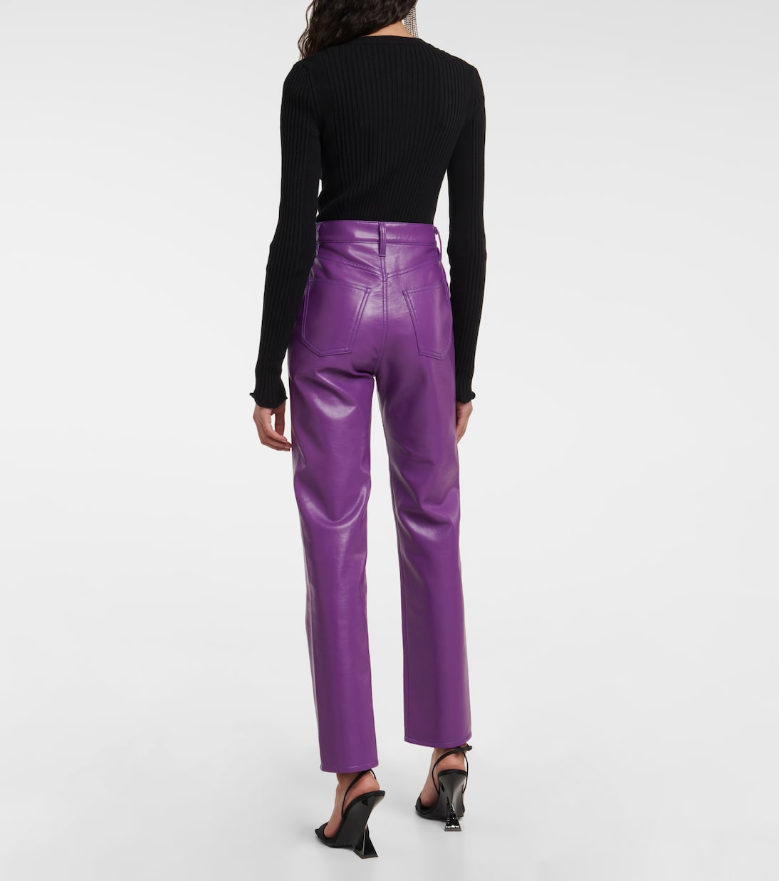 Pantalon 90s Pinch à taille haute en cuir synthétique | Agolde
