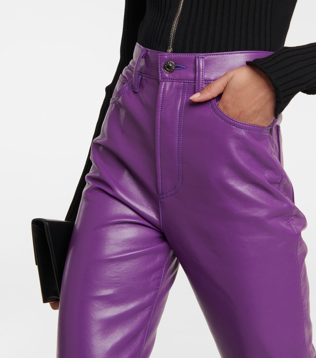 Pantalon 90s Pinch à taille haute en cuir synthétique | Agolde