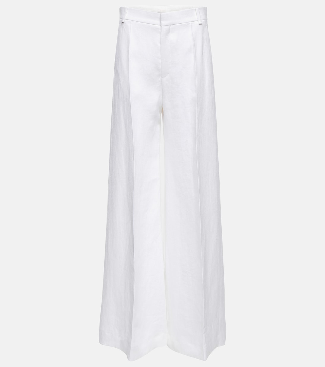 Pantalon ample à taille haute en lin et coton | Chloé