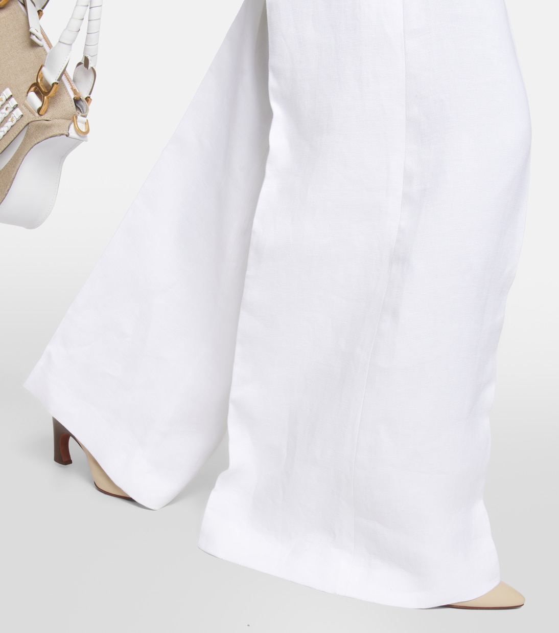 Pantalon ample à taille haute en lin et coton | Chloé