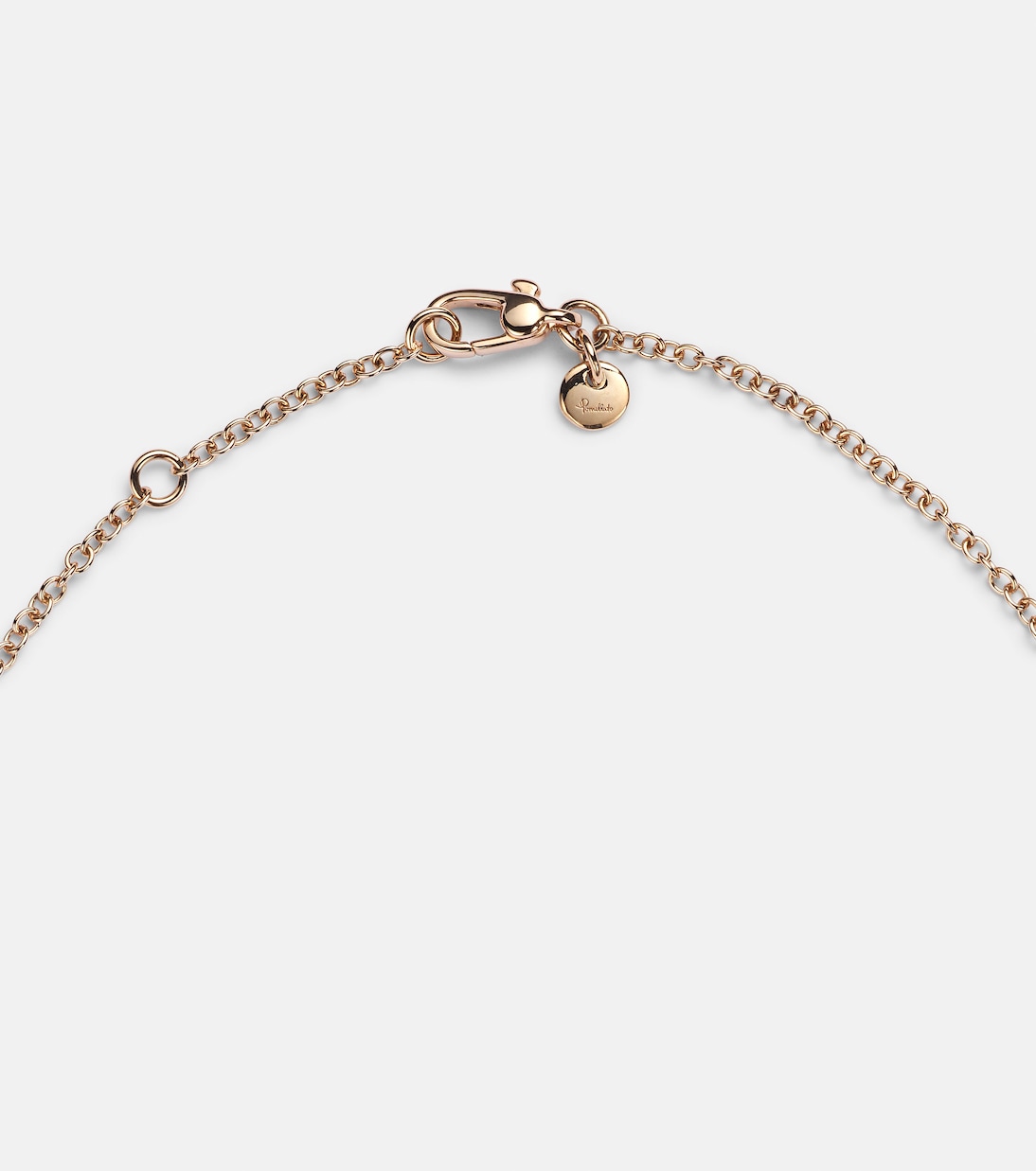 Collana Nudo in oro rosa e bianco 18kt con topazio, madreperla e diamanti, design giovane e moderno